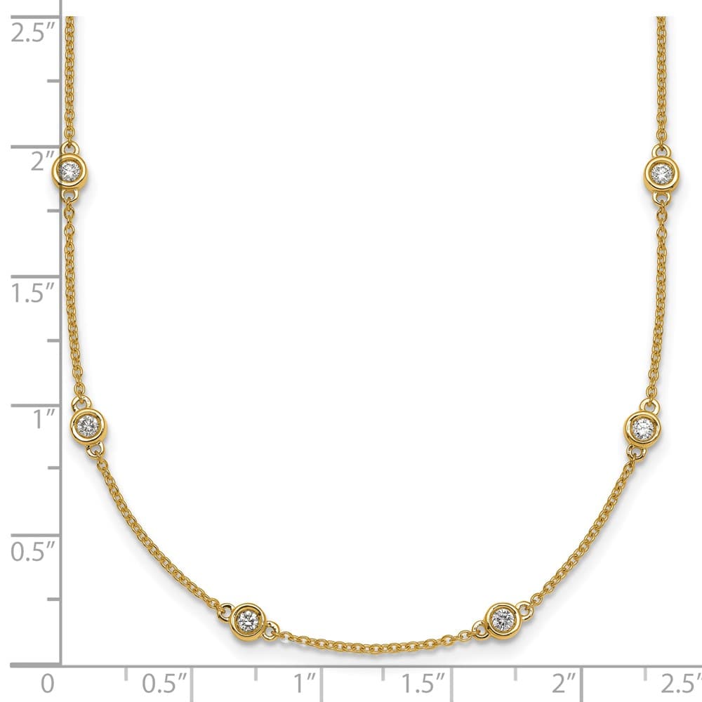 14K Yellow Gold 5/8 carat Diamond Chain 18-Station 18 inch Necklace