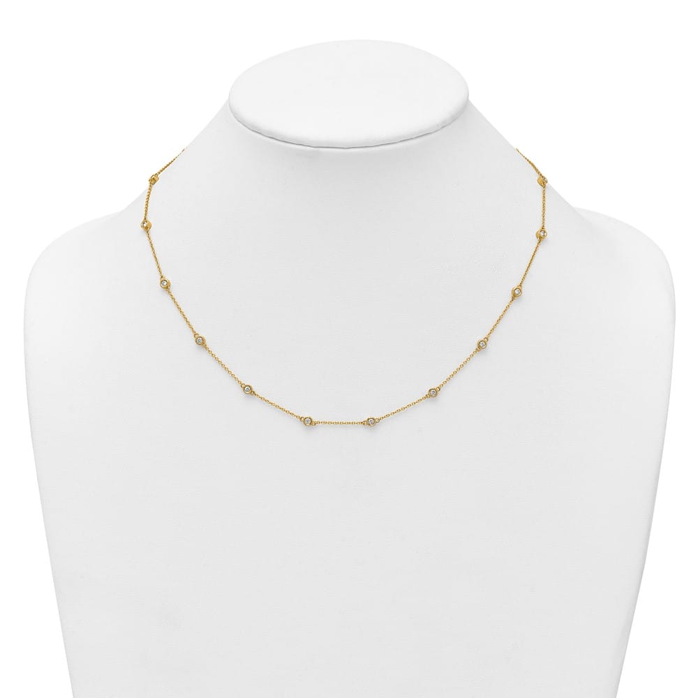 14K Yellow Gold 5/8 carat Diamond Chain 18-Station 18 inch Necklace
