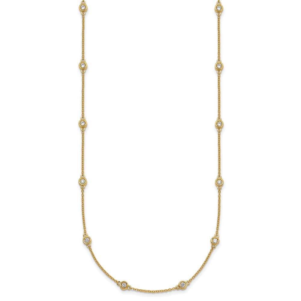 14K Yellow Gold 5/8 carat Diamond Chain 18-Station 18 inch Necklace