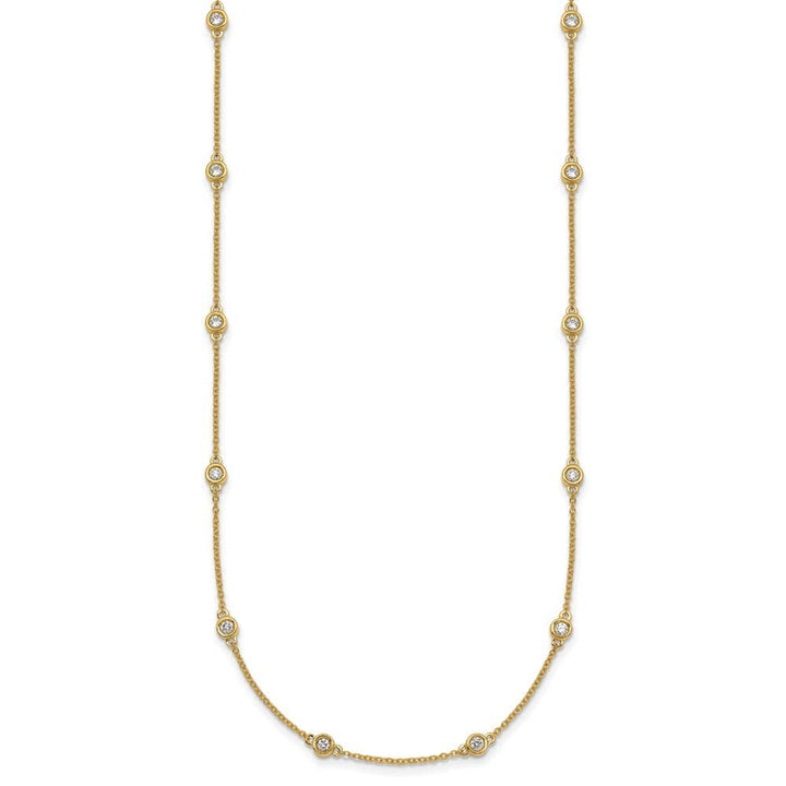 14K Yellow Gold 5/8 carat Diamond Chain 18-Station 18 inch Necklace