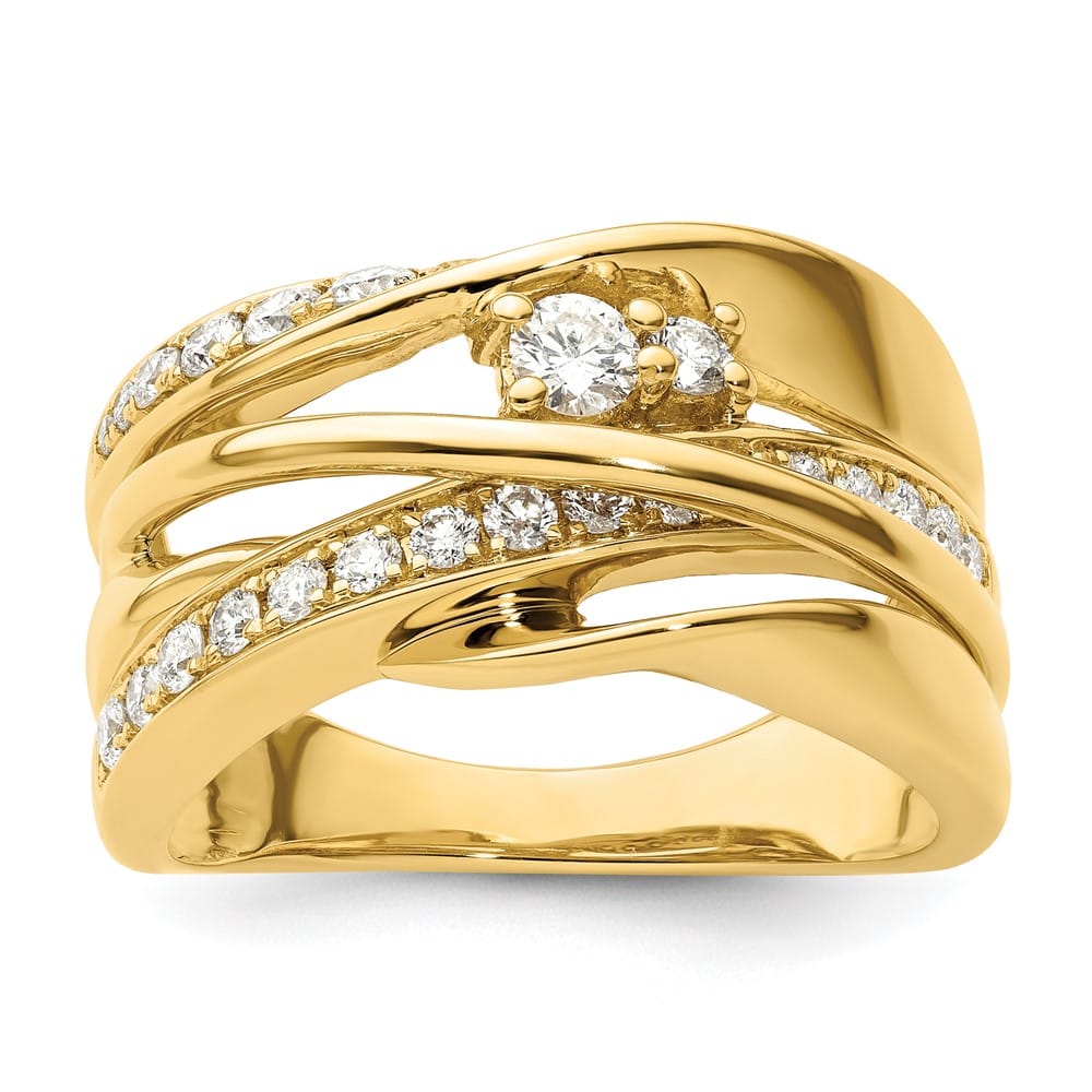 14k Yellow Gold 5/8 Carat Diamond Fancy Woven Ring