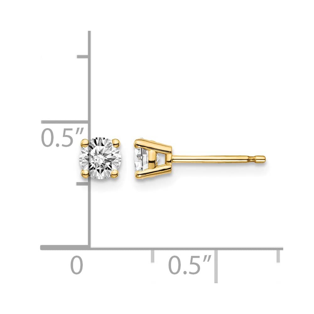 14K Yellow Gold 5/8 ct I1 J-K Diamond Push Back Stud Earrings