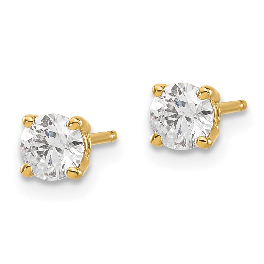 14K Yellow Gold 5/8 ct I1 J-K Diamond Push Back Stud Earrings