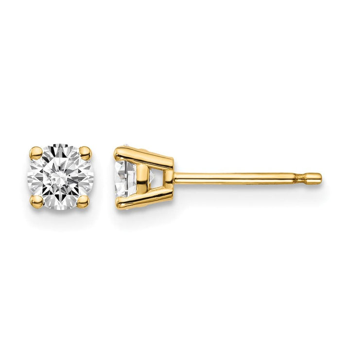 14K Yellow Gold 5/8 ct I1 J-K Diamond Push Back Stud Earrings