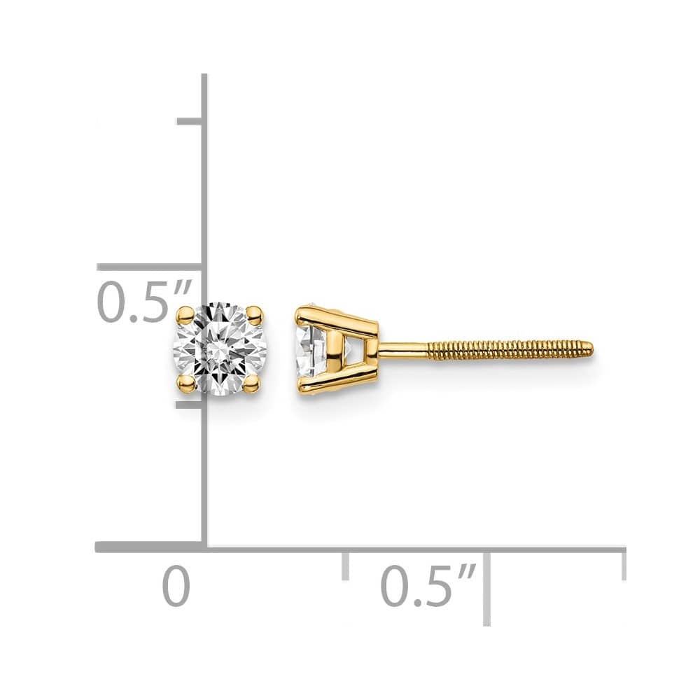14K Yellow Gold 5/8 ct SI3 G-I Diamond Screw Back Stud Earrings