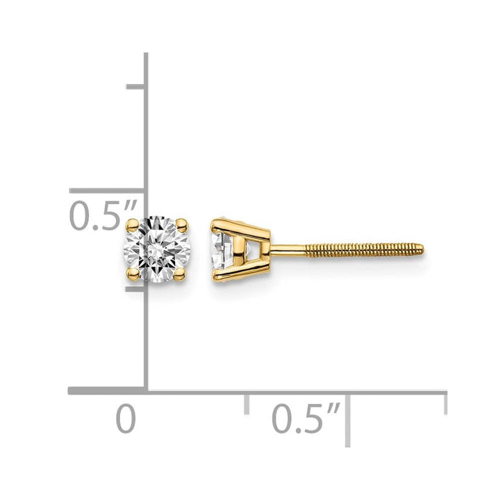 14K Yellow Gold 5/8 ct SI3 G-I Diamond Screw Back Stud Earrings