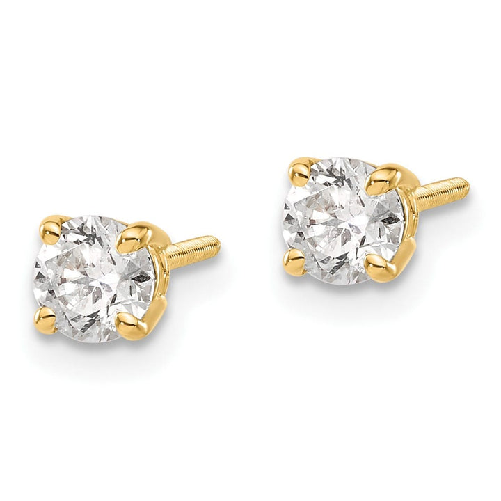 14K Yellow Gold 5/8 ct SI3 G-I Diamond Screw Back Stud Earrings