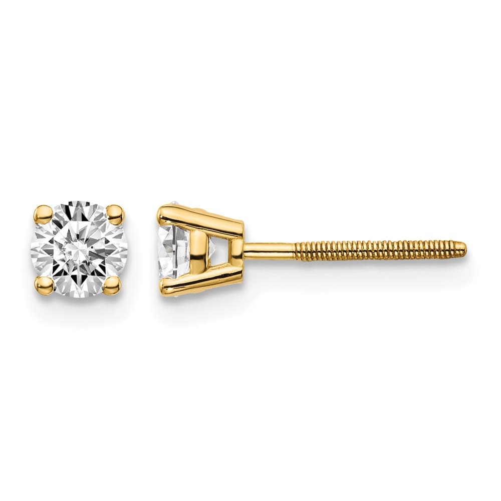 14K Yellow Gold 5/8 ct SI3 G-I Diamond Screw Back Stud Earrings