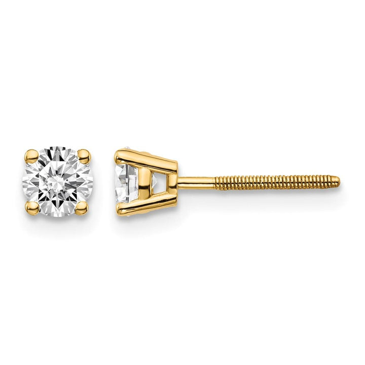 14K Yellow Gold 5/8 ct SI3 G-I Diamond Screw Back Stud Earrings