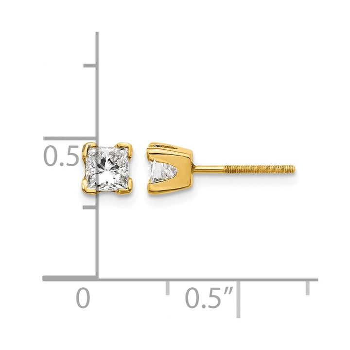 14K Yellow Gold 5/8 ct SI3 G-I Princess-Cut Diamond Studs