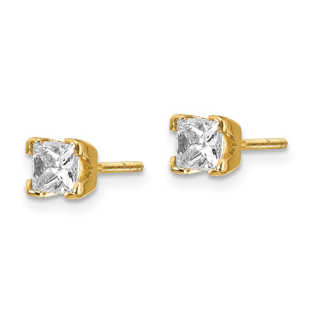 14K Yellow Gold 5/8 ct SI3 G-I Princess-Cut Diamond Studs