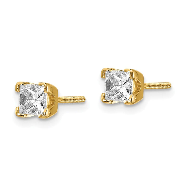 14K Yellow Gold 5/8 ct SI3 G-I Princess-Cut Diamond Studs