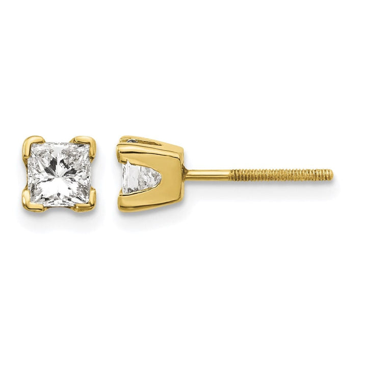 14K Yellow Gold 5/8 ct SI3 G-I Princess-Cut Diamond Studs