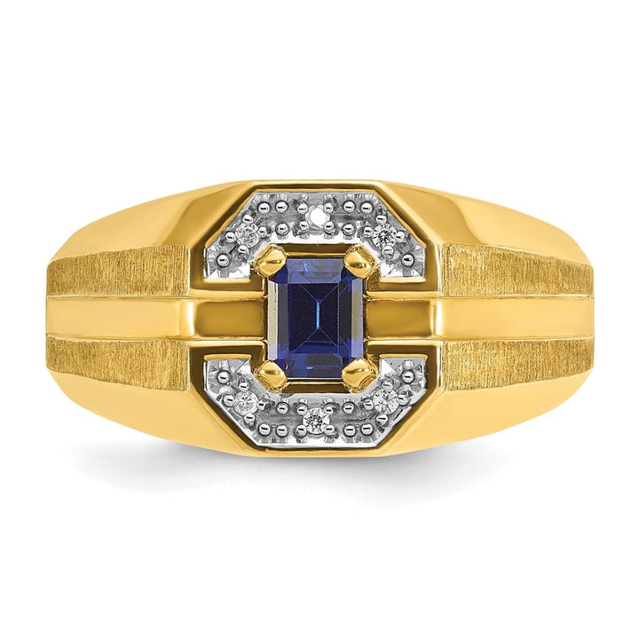 14k Yellow Gold 5.91 g Lab Created Sapphire Diamond Men's Ring