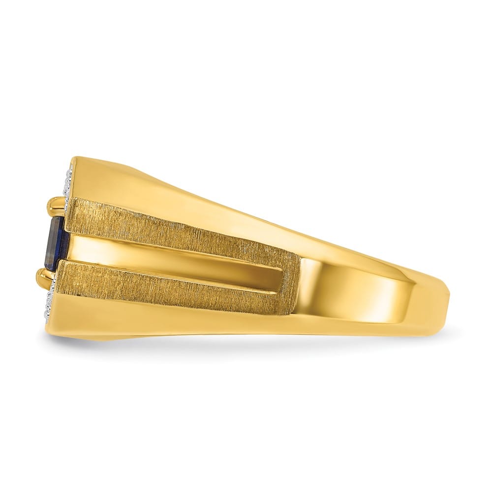 14k Yellow Gold 5.91 g Lab Created Sapphire Diamond Men's Ring