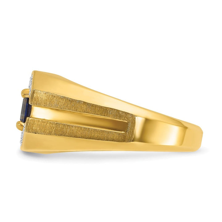 14k Yellow Gold 5.91 g Lab Created Sapphire Diamond Men's Ring