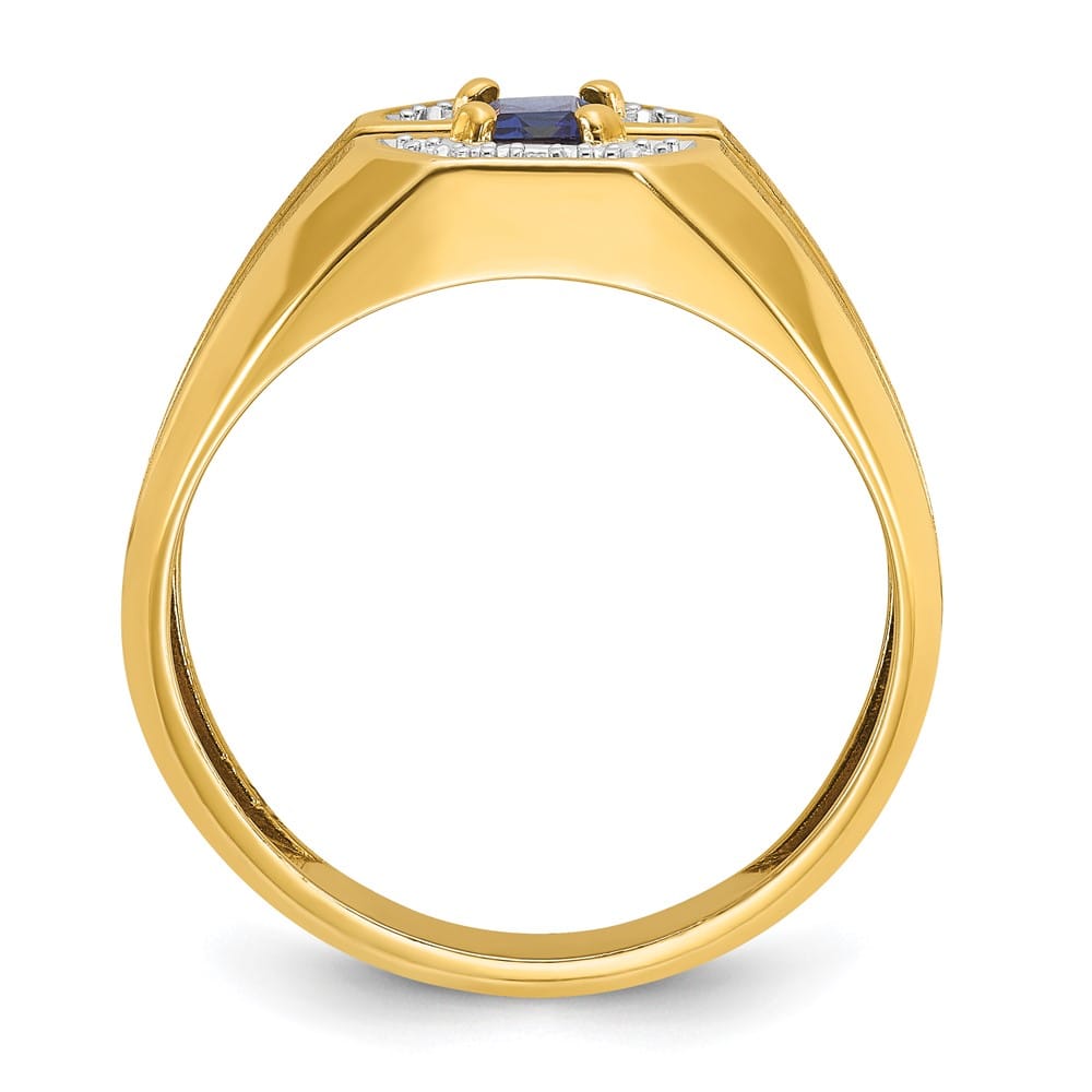 14k Yellow Gold 5.91 g Lab Created Sapphire Diamond Men's Ring