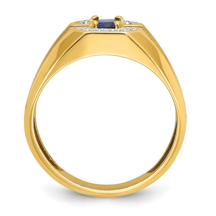 14k Yellow Gold 5.91 g Lab Created Sapphire Diamond Men's Ring