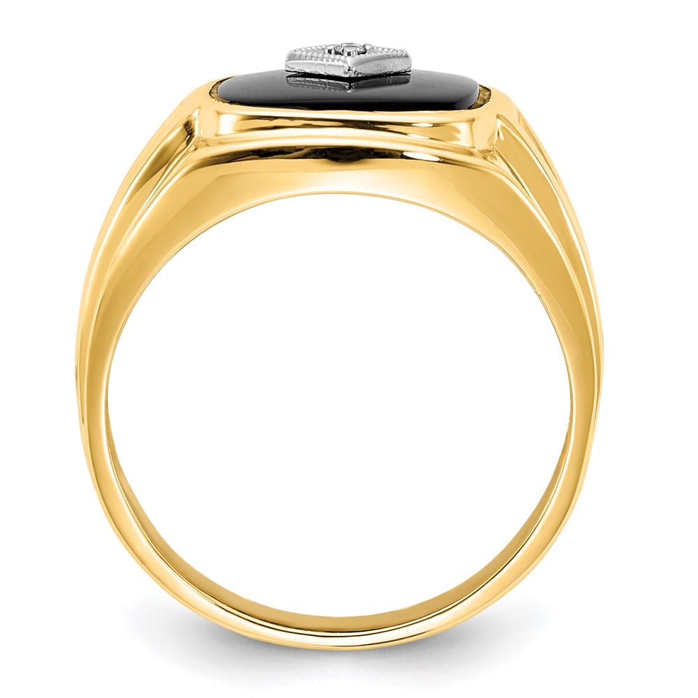 14k Yellow Gold 5.92 g Cushion Onyx and SI2/SI3 Diamond Men's Ring
