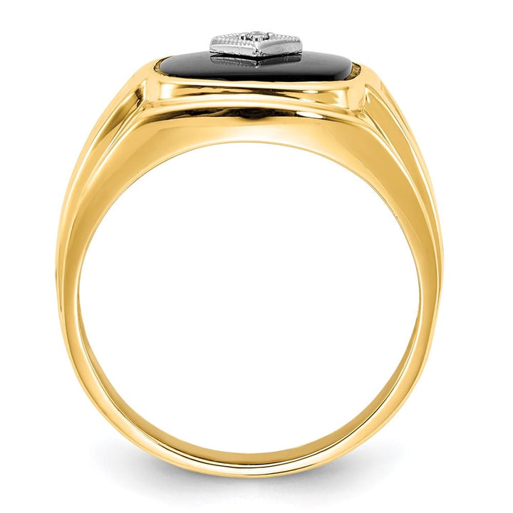 14k Yellow Gold 5.92 g Cushion Onyx and SI2/SI3 Diamond Men's Ring