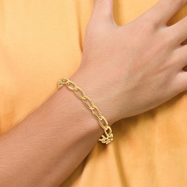 14K Yellow Gold 5.9mm Hand Fancy Open Link Bracelet