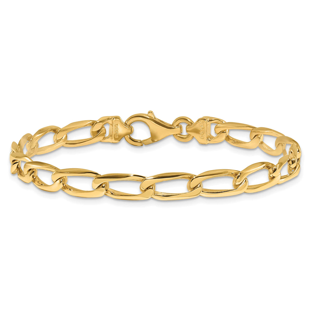 14K Yellow Gold 5.9mm Hand Fancy Open Link Bracelet