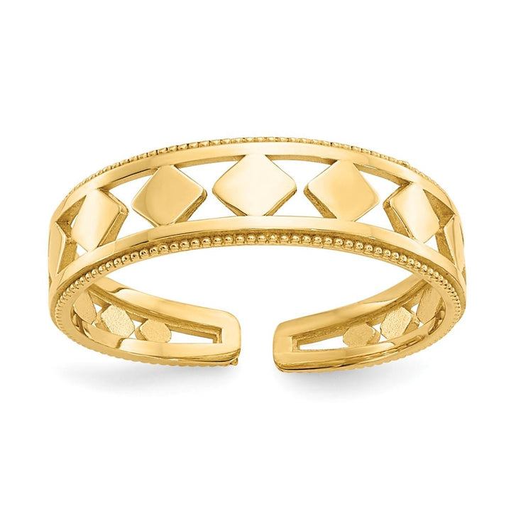 14k Yellow Gold 5 mm Diamond Shapes Beaded Toe Ring