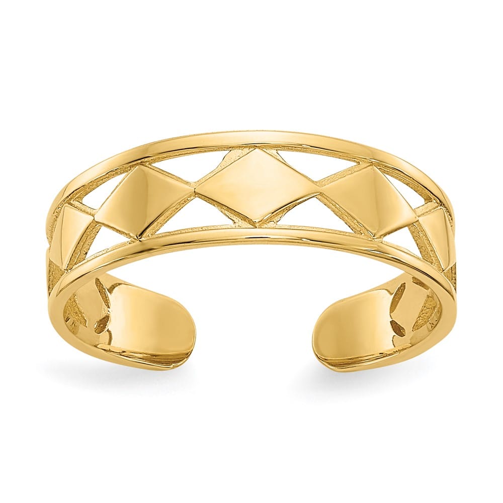 14k Yellow Gold 5 mm Diamond Shapes Toe Ring