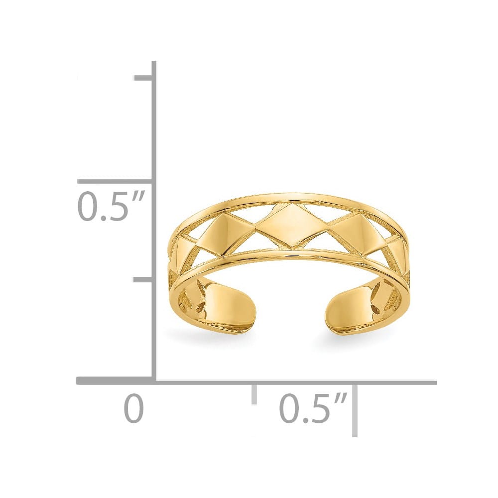 14k Yellow Gold 5 mm Diamond Shapes Toe Ring