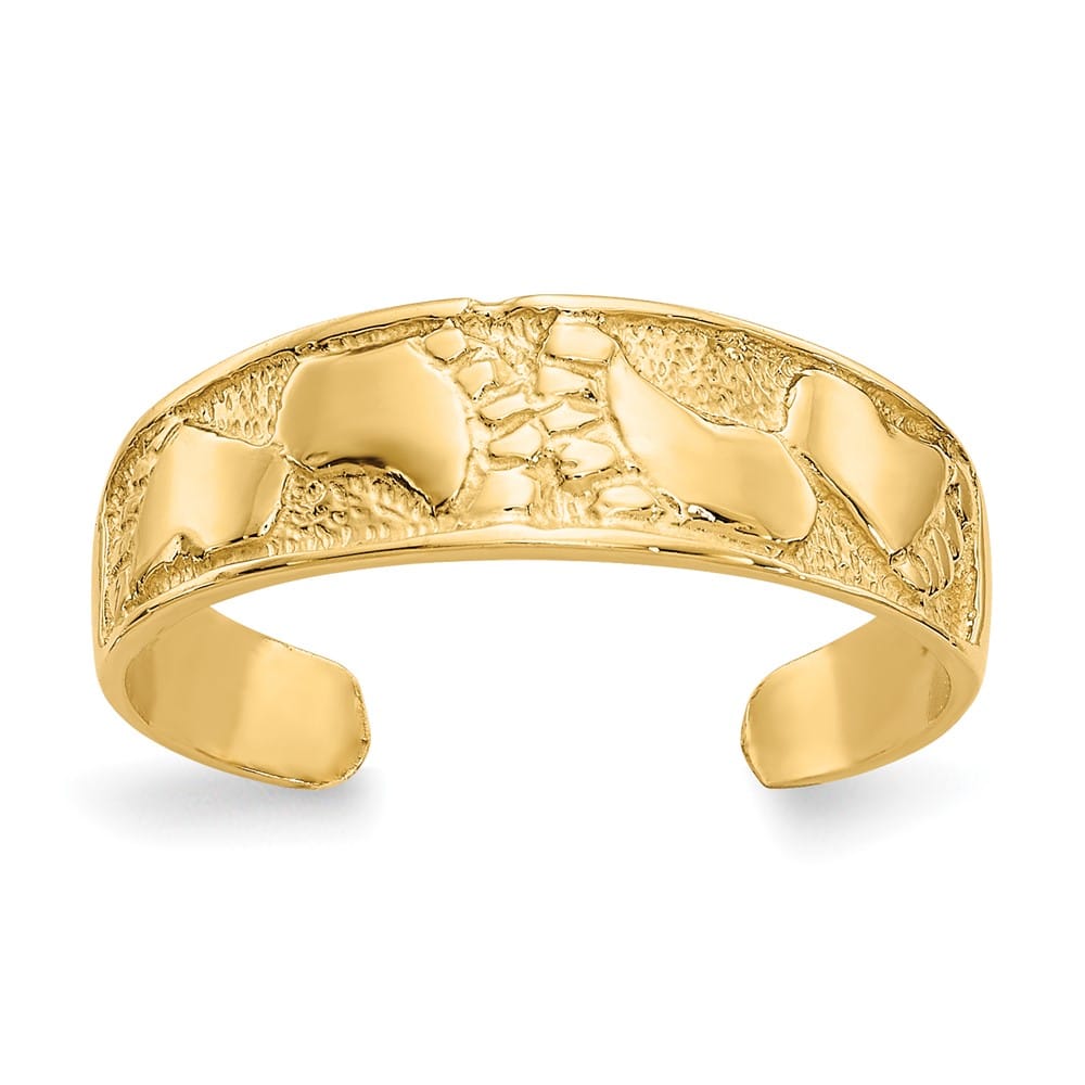 14k Yellow Gold 5 mm Footprints Toe Ring