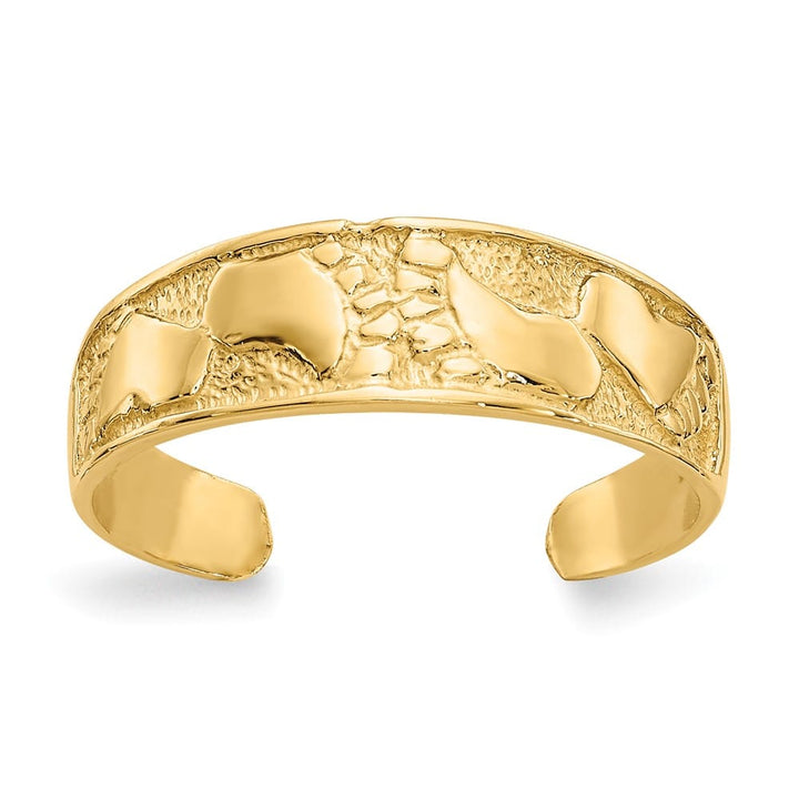 14k Yellow Gold 5 mm Footprints Toe Ring