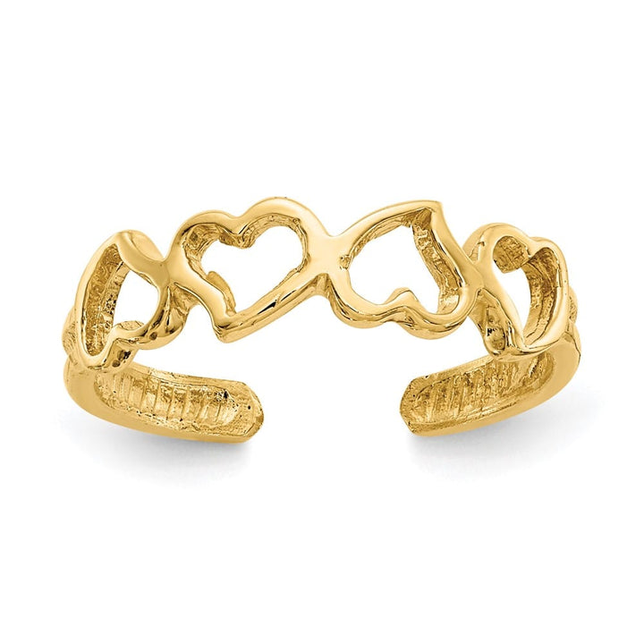 14k Yellow Gold 5 mm Open Hearts Toe Ring