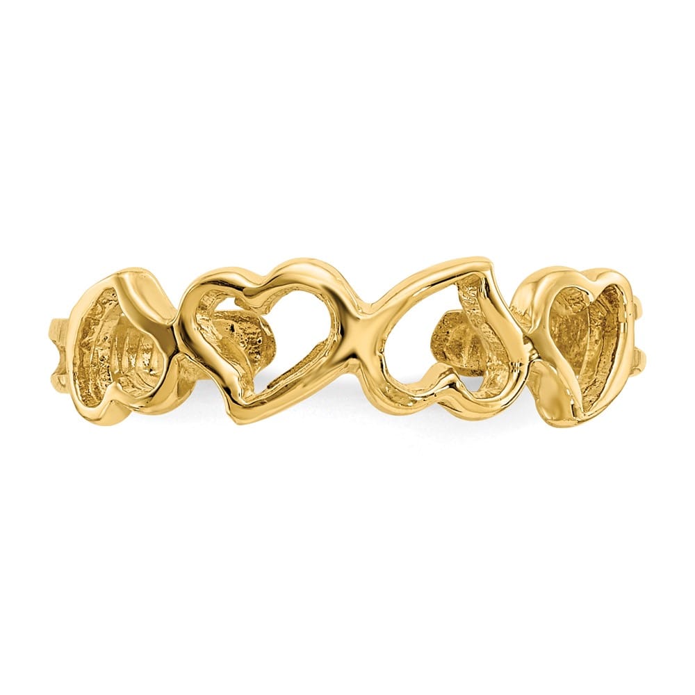 14k Yellow Gold 5 mm Open Hearts Toe Ring