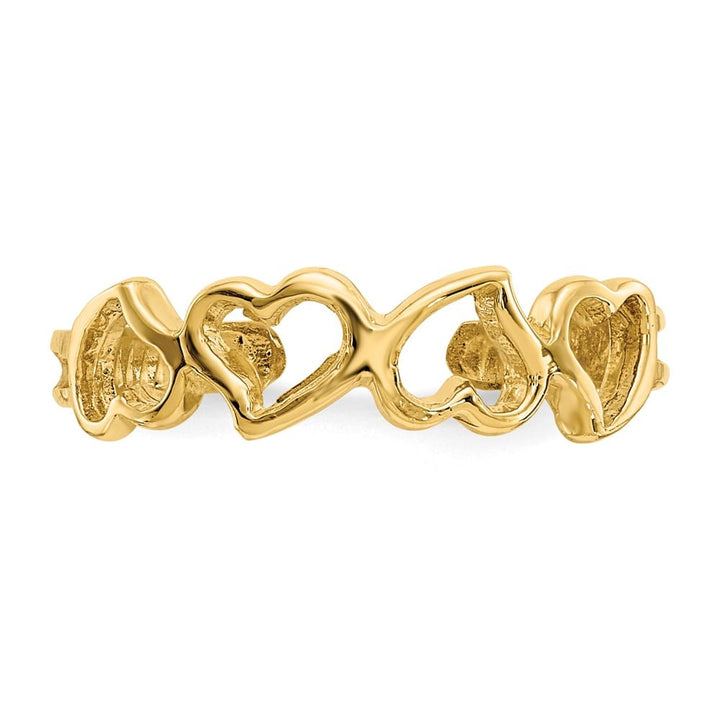 14k Yellow Gold 5 mm Open Hearts Toe Ring