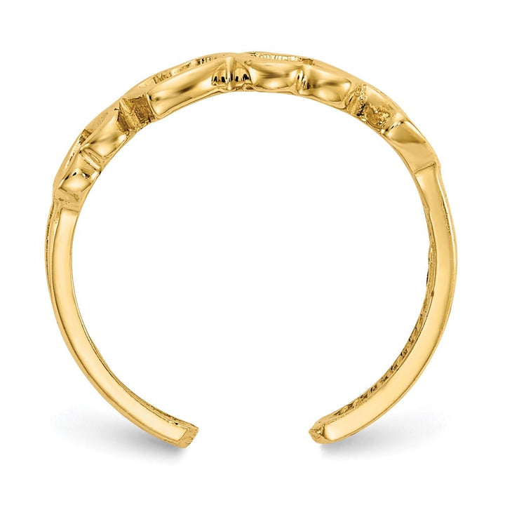 14k Yellow Gold 5 mm Open Hearts Toe Ring