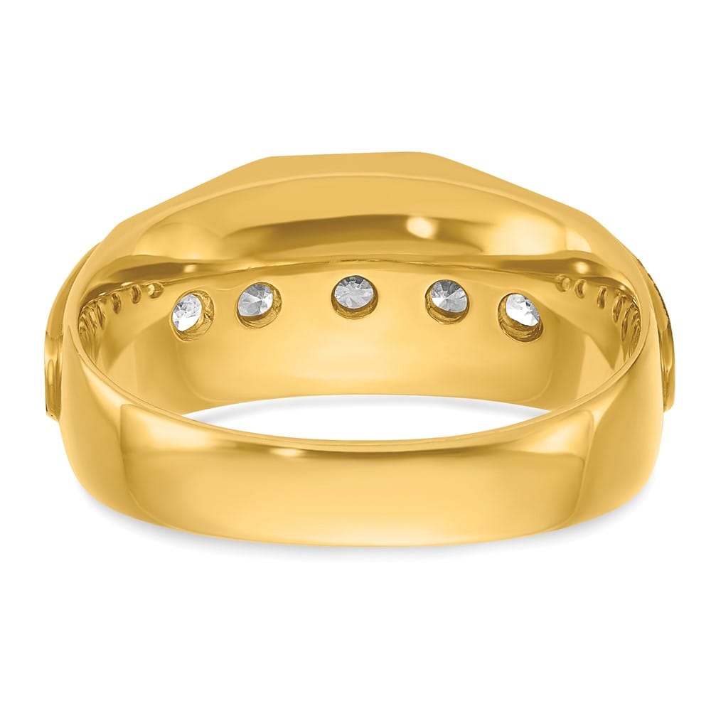 14k Yellow Gold 5-Stone I1 Quality Diamond Men's Ring