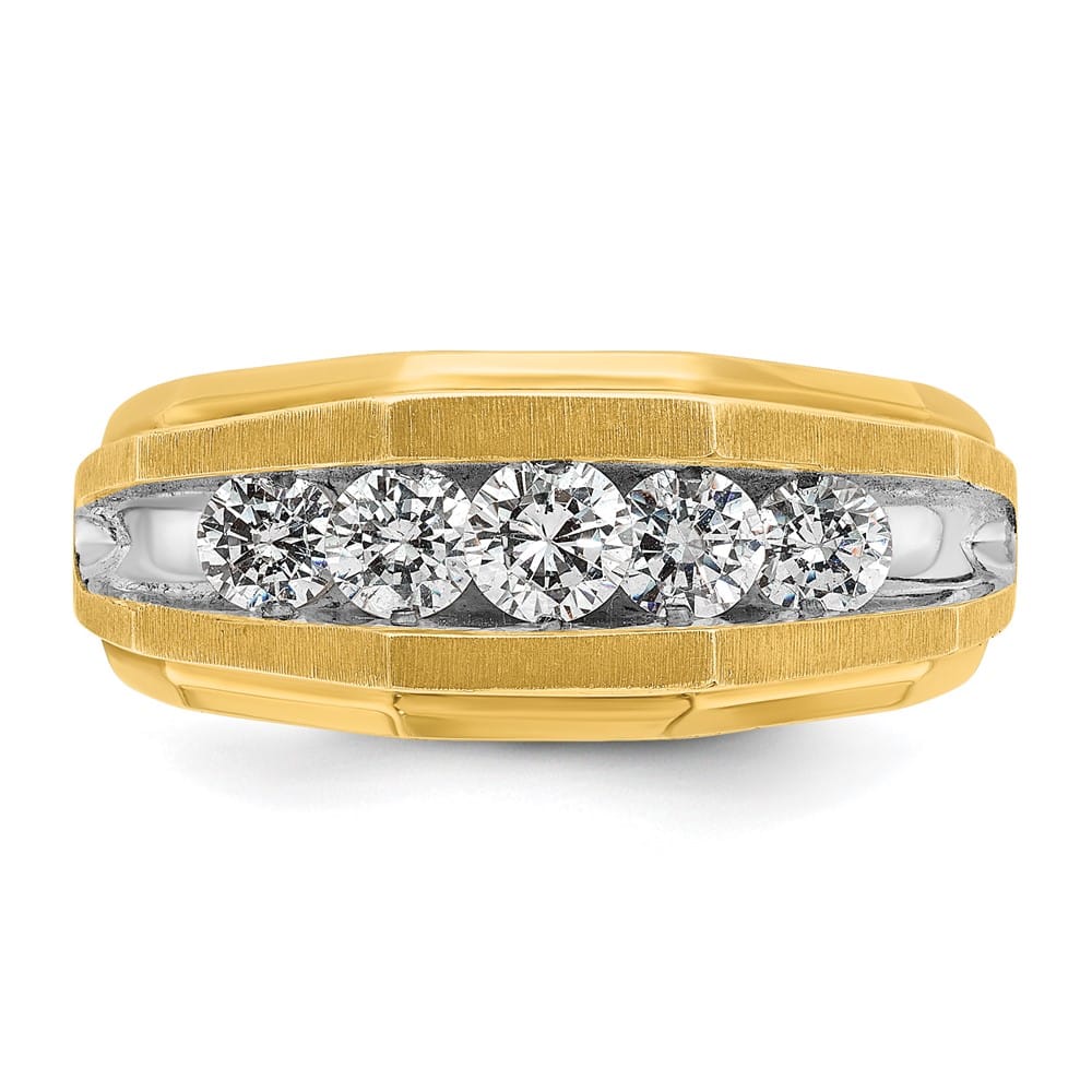 14k Yellow Gold 5-Stone I1 Quality Diamond Men's Ring