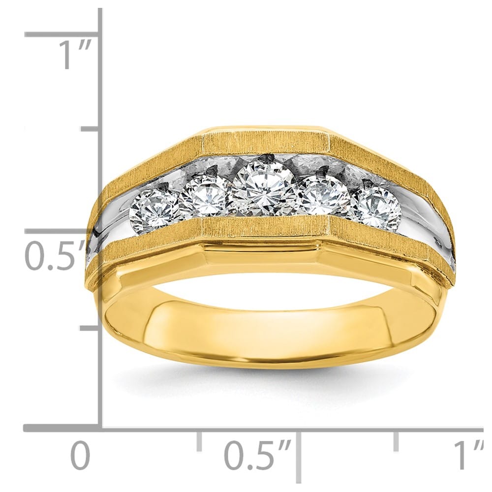 14k Yellow Gold 5-Stone I1 Quality Diamond Men's Ring