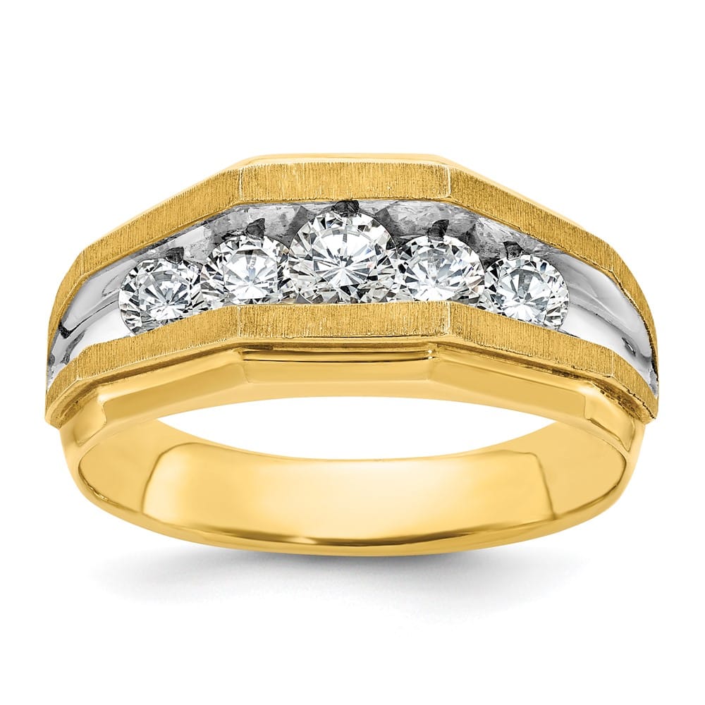 14k Yellow Gold 5-Stone I1 Quality Diamond Men's Ring