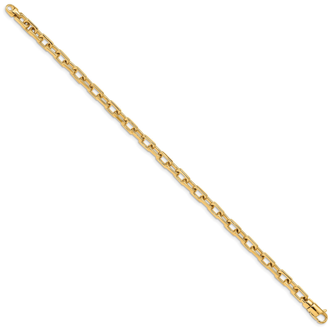 14K Yellow Gold 5mm Hand Fancy Link Bracelet 7 Inch
