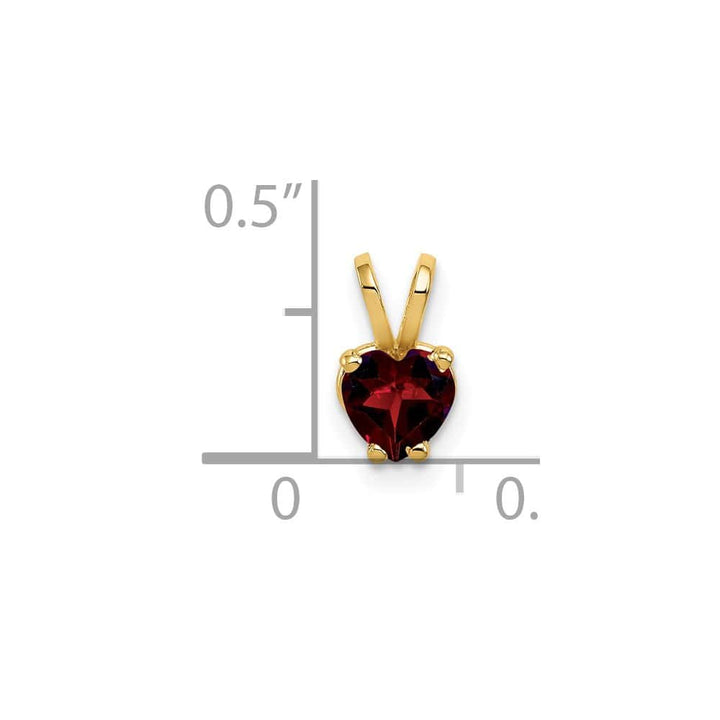 14K Yellow Gold 5mm Heart Garnet Pendant