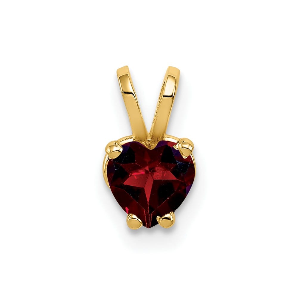14K Yellow Gold 5mm Heart Garnet Pendant