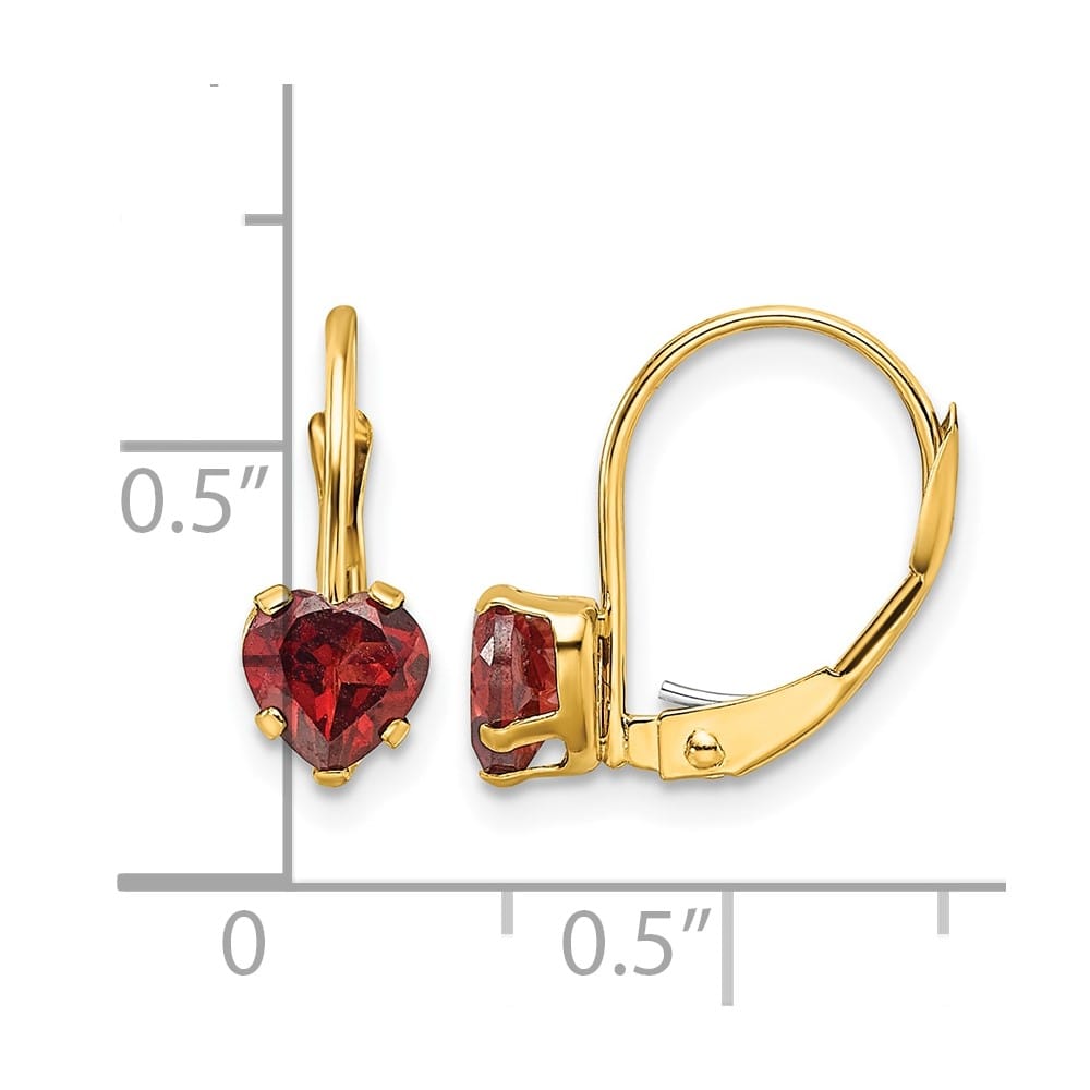 14K Yellow Gold 5mm Heart Leverback Earrings, view 12 of 12