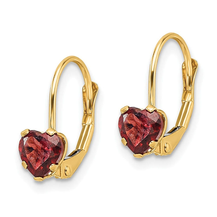 14K Yellow Gold 5mm Heart Leverback Earrings, view 10 of 12