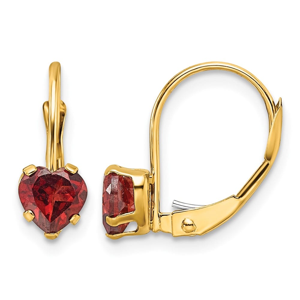 14K Yellow Gold 5mm Heart Leverback Earrings, view 9 of 12