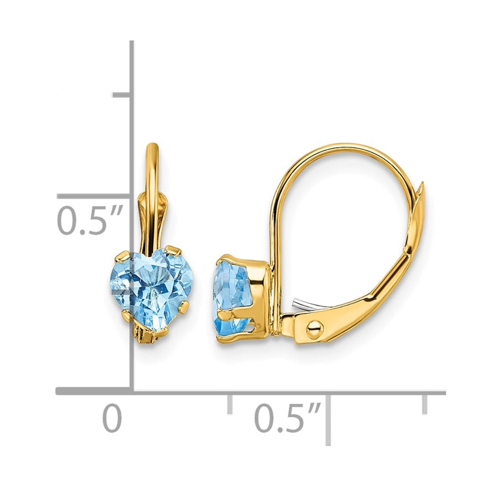 14K Yellow Gold 5mm Heart Leverback Earrings, view 8 of 12