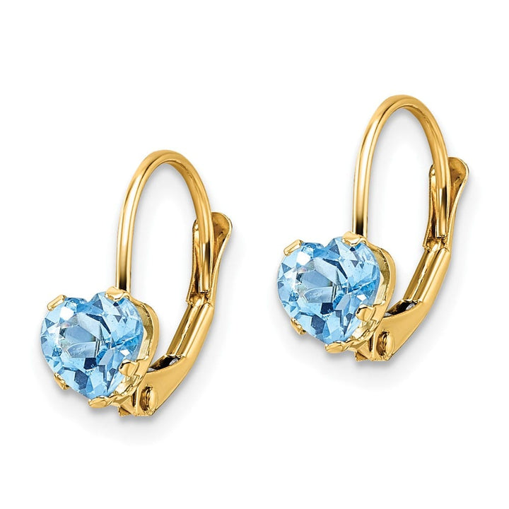 14K Yellow Gold 5mm Heart Leverback Earrings, view 6 of 12