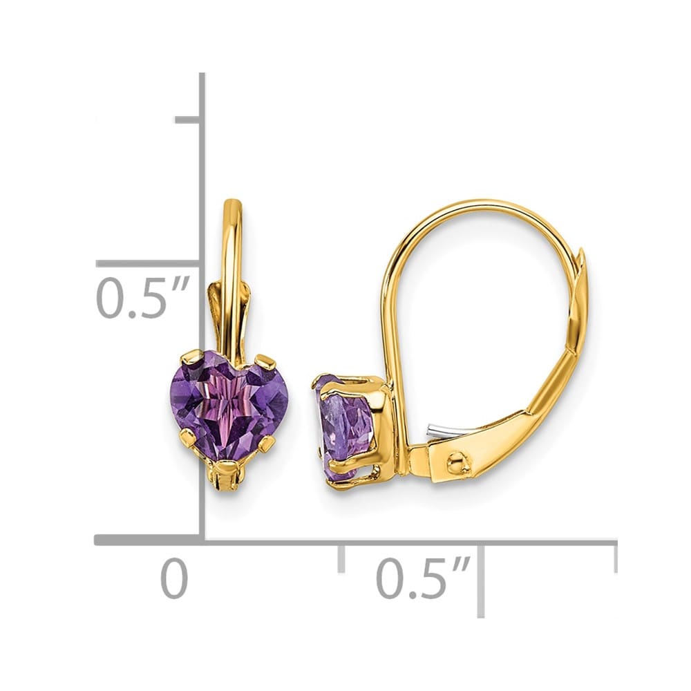 14K Yellow Gold 5mm Heart Leverback Earrings, view 4 of 12