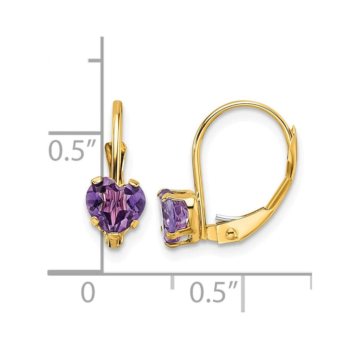 14K Yellow Gold 5mm Heart Leverback Earrings, view 4 of 12
