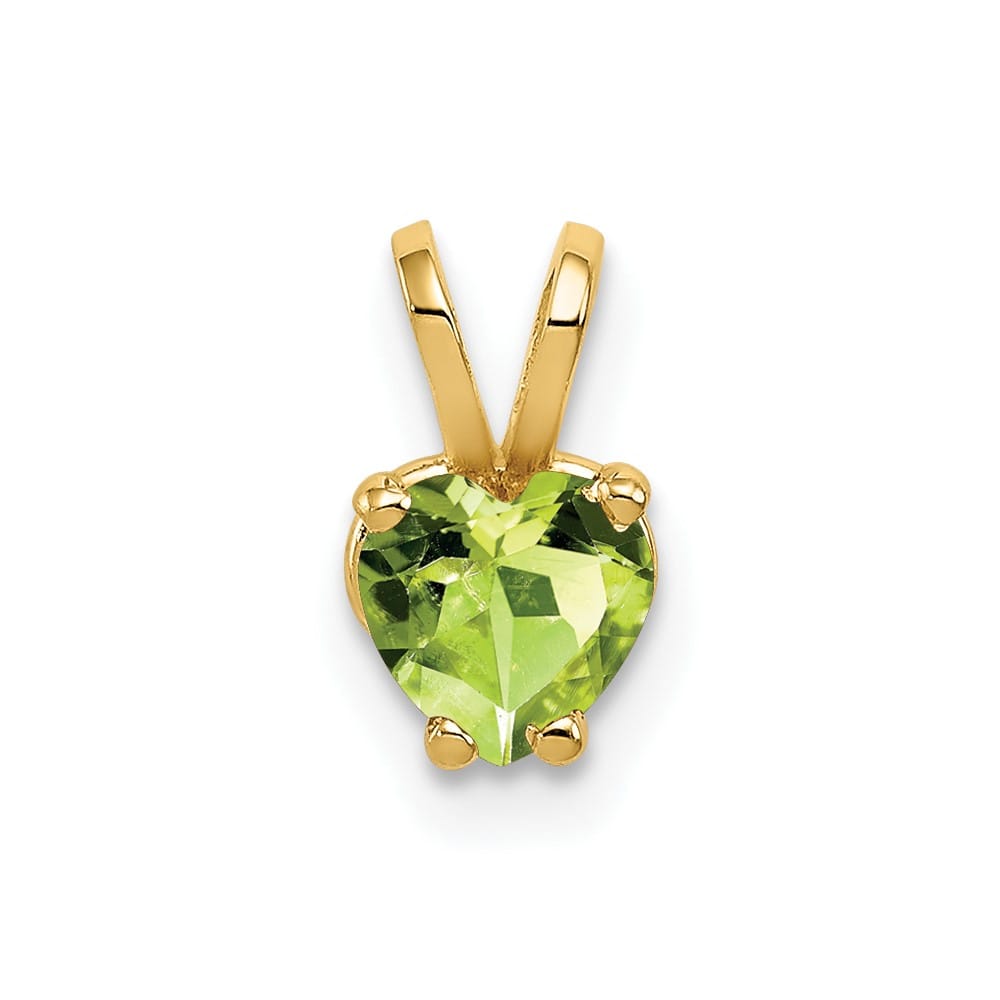 14K Yellow Gold 5mm Heart Peridot Pendant